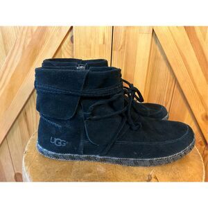 Ugg Australia Womens 1019129 Reid Black Suede Ankle Boots Moccasins Booties Size